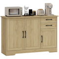 Sideboard with Soft-Close Doors, Modern Storage Cabinet, Kitchen Cupboard with 2 Drawers, Adjustable Shelf and 3 Doors for Dining Room, Living Room, Natural Wood Finish