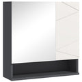 Wall Hung Bathroom Mirrored Cabinet w/ Adjustable Shelf & Soft Close Mechanism, Light Grey