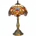 Tiffany Lamp, Stained Glass Table Lamp, Handcrafted Artisan Collectible, Suitable for Living Room and Bedside, Multi-Coloured, Ф25 x 45Hcm, Zinc Alloy.