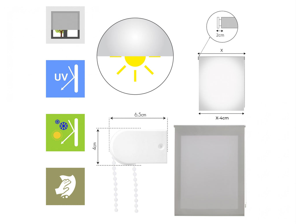 Estor Enrollable 120X250 PLATA Poliéster Translúcido