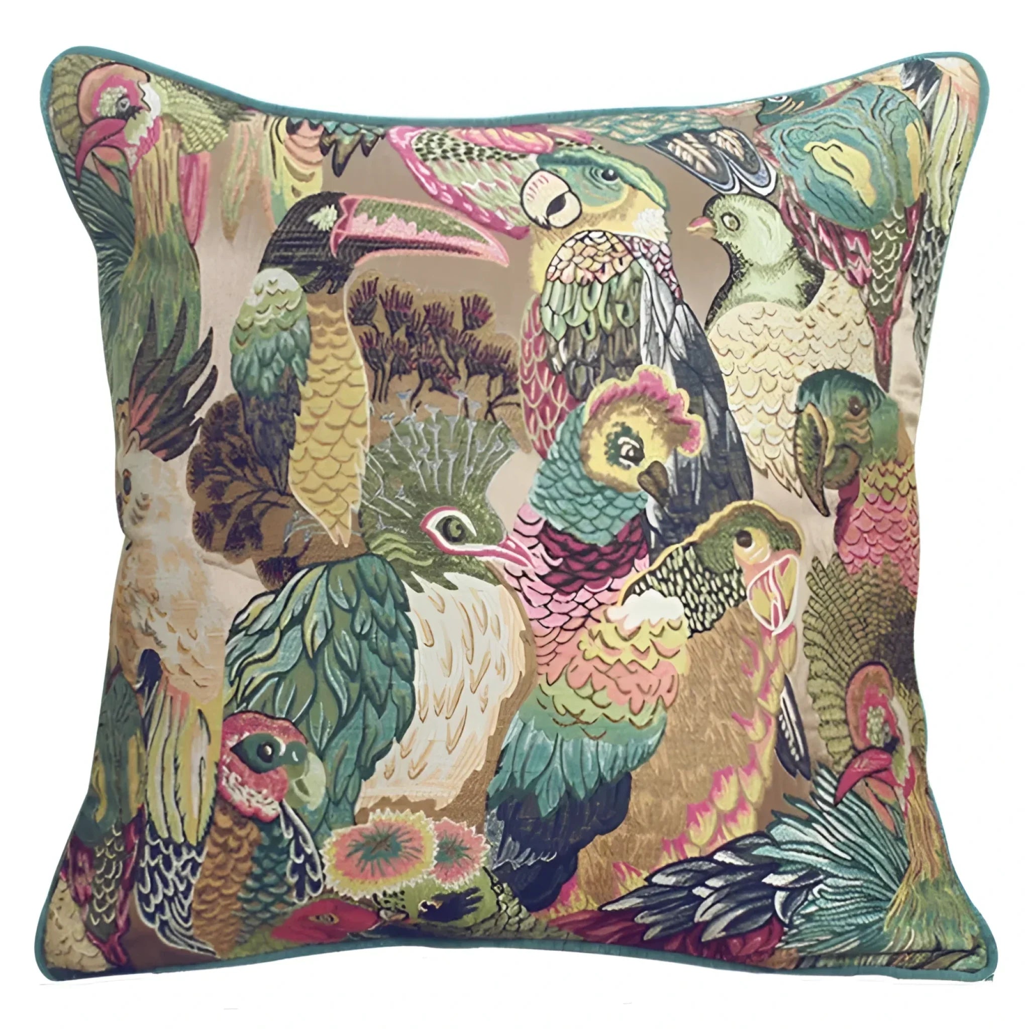 Opulent Jungle Aviary Pillow Cover