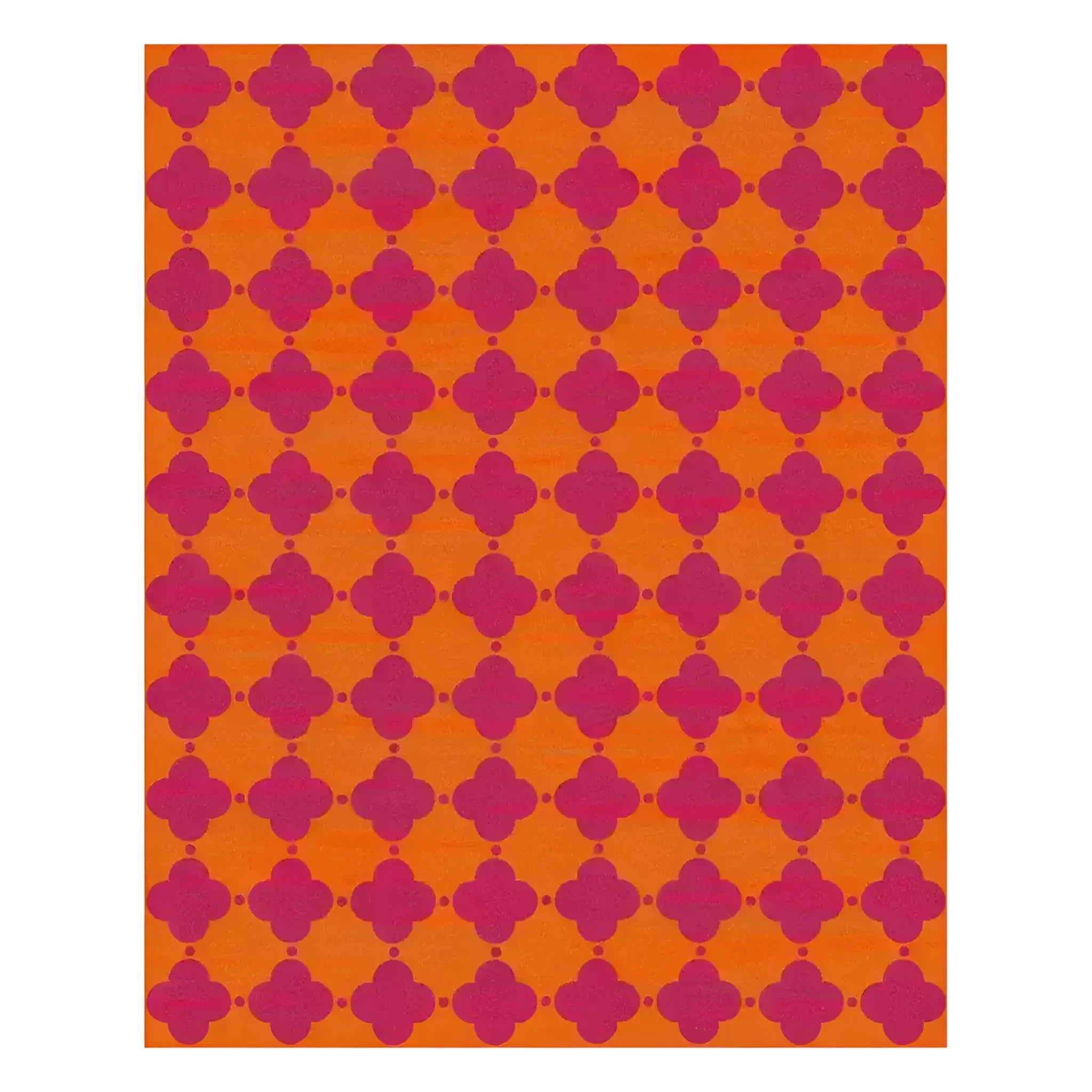 Orange Pink Clovers Hand Tufted Rug
