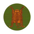 Orange Tibetan Tiger Green Hand Tufted Round Rug
