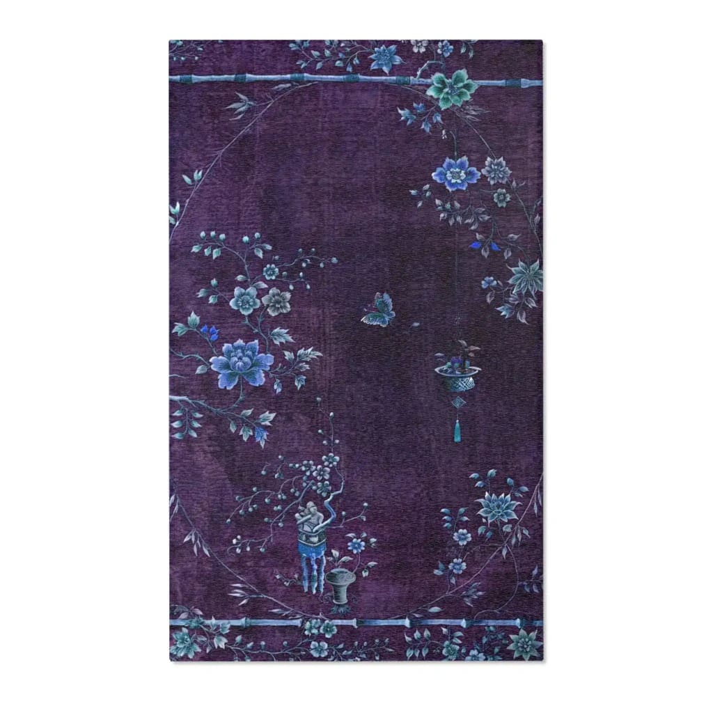 Orchid Garden Purple Oriental Accent Rug 4 x 6 ft