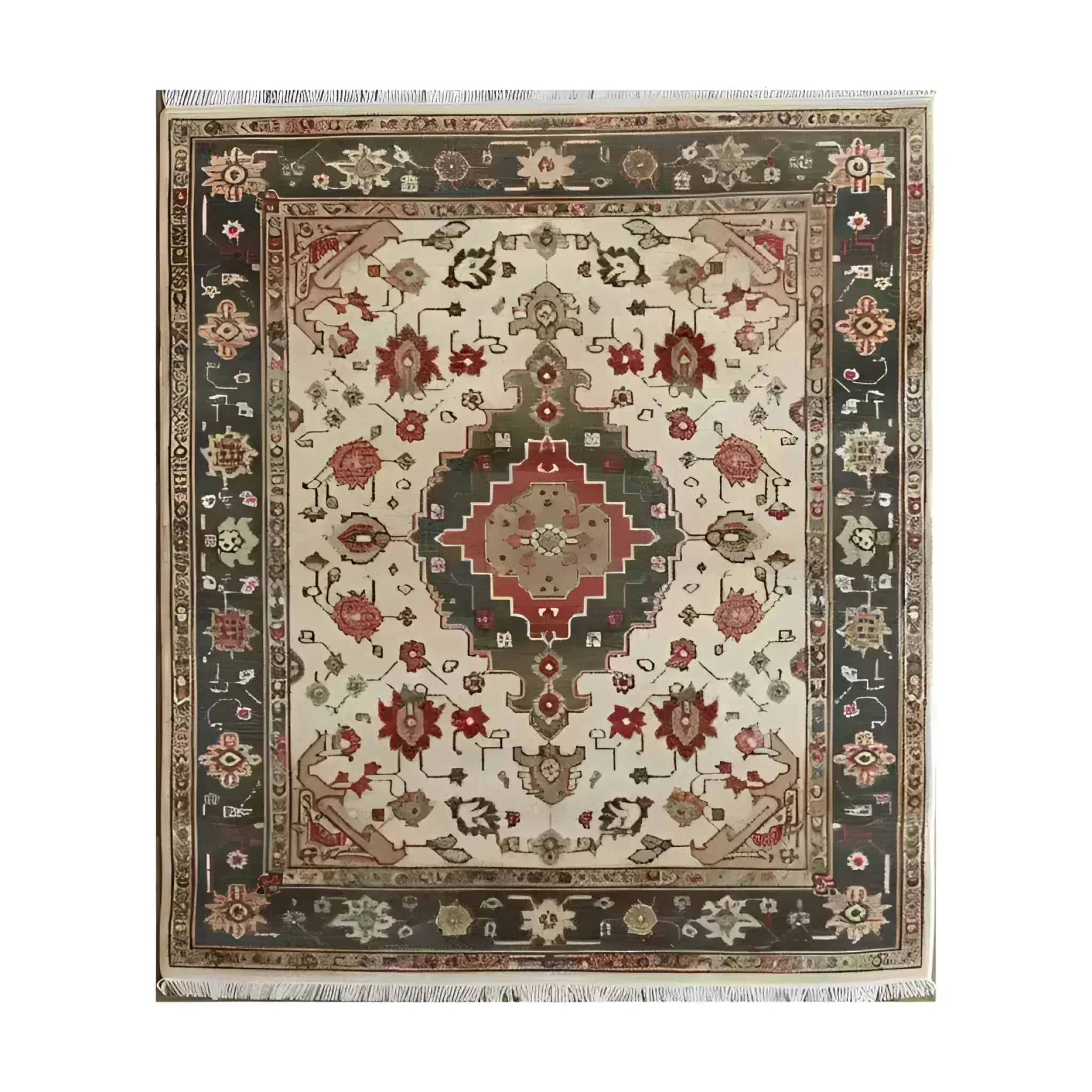 Ornamental Floral Hand Knotted Area Rug