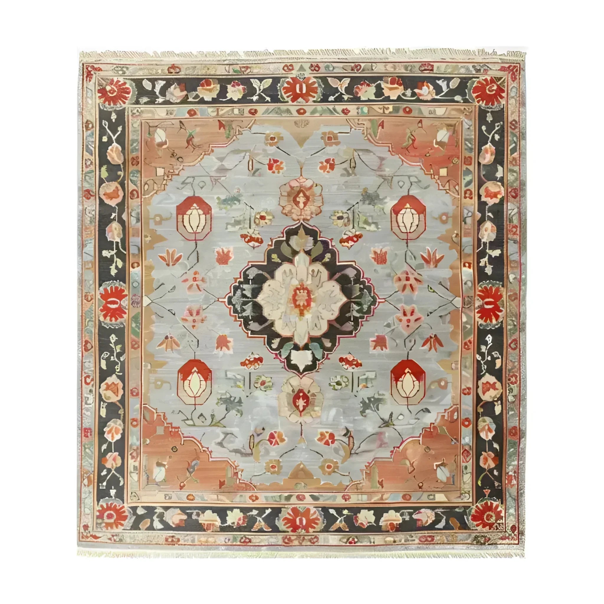 Ornate Shadow Floral Hand Knotted Area Rug