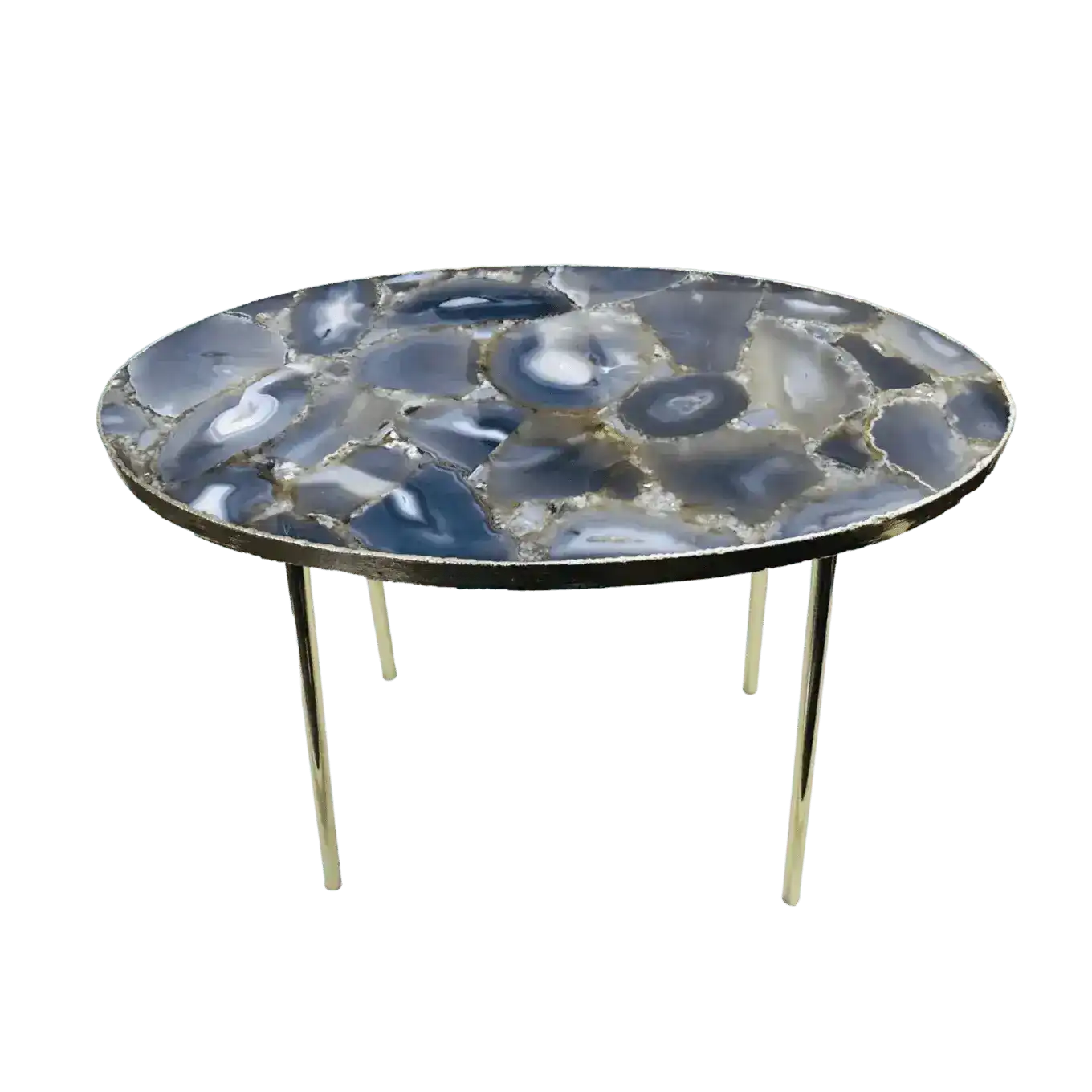 Oval Agate Gemstone Quartz Organic Edge Side Table