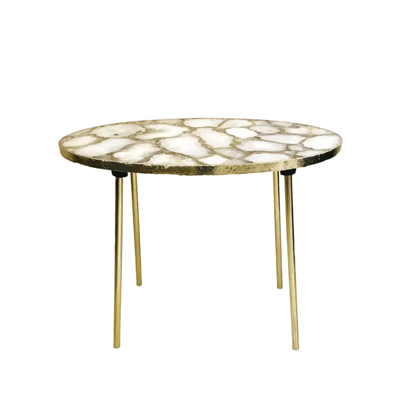 Oval White Agate Organic Edge Side Table