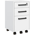 3 Drawer File Cabinet on Wheels with Lock, Flat Top & Hanging Bars for A4 Size, White