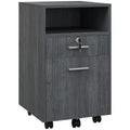 2 Drawer Filing Cabinet with Wheels, Mobile Vertical Office Cabinet with Lock, Grey
