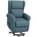 Linen Power Lift Recliner for Elderly with Footrest and Remote, Blue