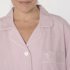 Pijama Mujer Largo Solapa Algodón Popelín Rayas - Rosa 0202_94