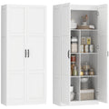 71" Tall White Kitchen Pantry Cabinet with Soft-Close Hinges & 4 Adjustable Shelves, White