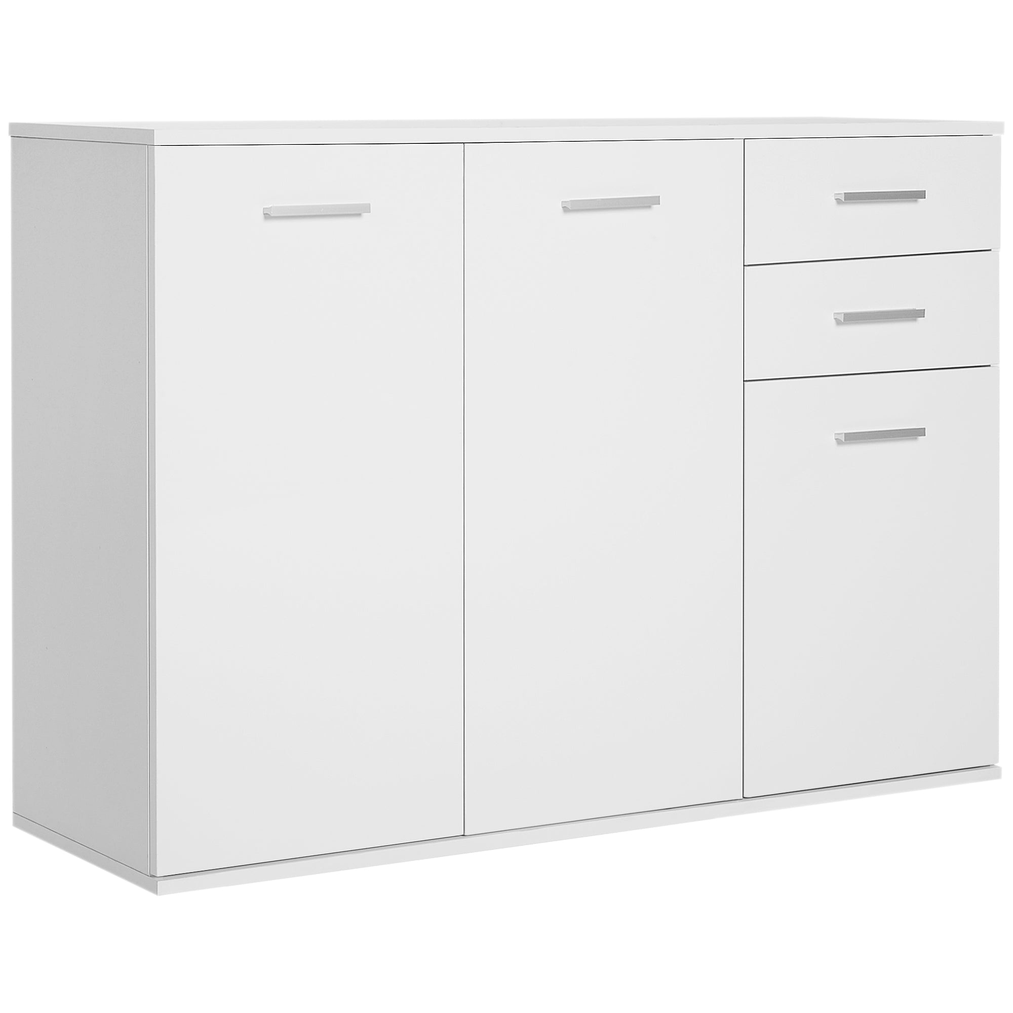 High Gloss Sideboard with 2 Drawers 3 Doors & Adjustable Shelf White