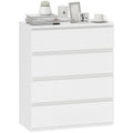 4-Drawer Chest of Drawers for Bedroom and Living Room with 80 x 39 x 95cm, White