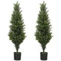 Set of 2 Artificial Cypress Plants 90cm in Weighted Pots for Indoor Outdoor Decor