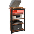 LED TV Stand, Entertainment Center with Storage Shelves and Steel Frame, Brown