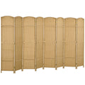 8 Panel 5.6' Tall Privacy Screen Freestanding Room Divider, Nature Wood
