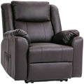 PU Leather Recliner Chair with Footrest Side Pockets Thick Padding, Brown