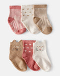 Pack 6 calcetines tobilleros de bebé con gatitos