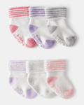 Pack 6 patucos de bebé en rosa y morado con puño