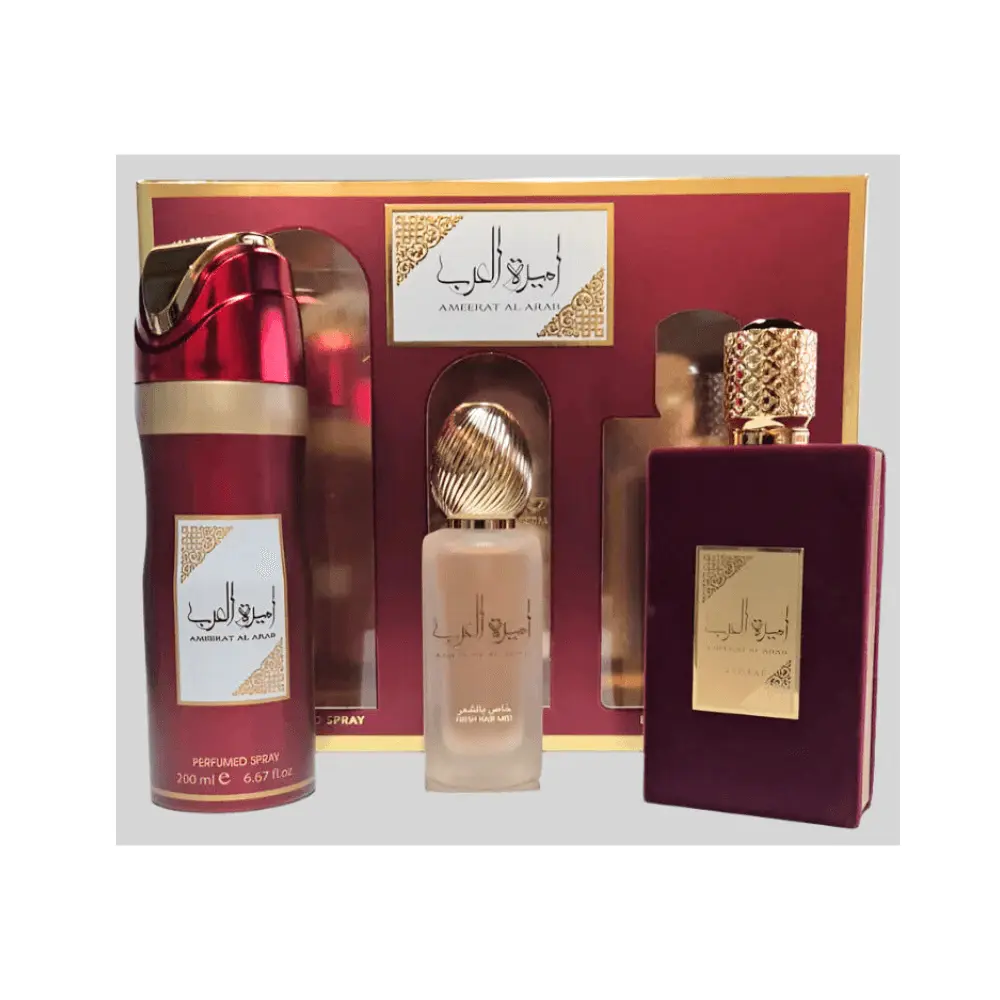 Pack Ameerat Al Arab – Perfume 100 ml + Body Spray 200 ml + Hair Mist 50 ml | Elegancia oriental femenina