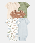 Pack cinco bodies de algodón, diseño safari