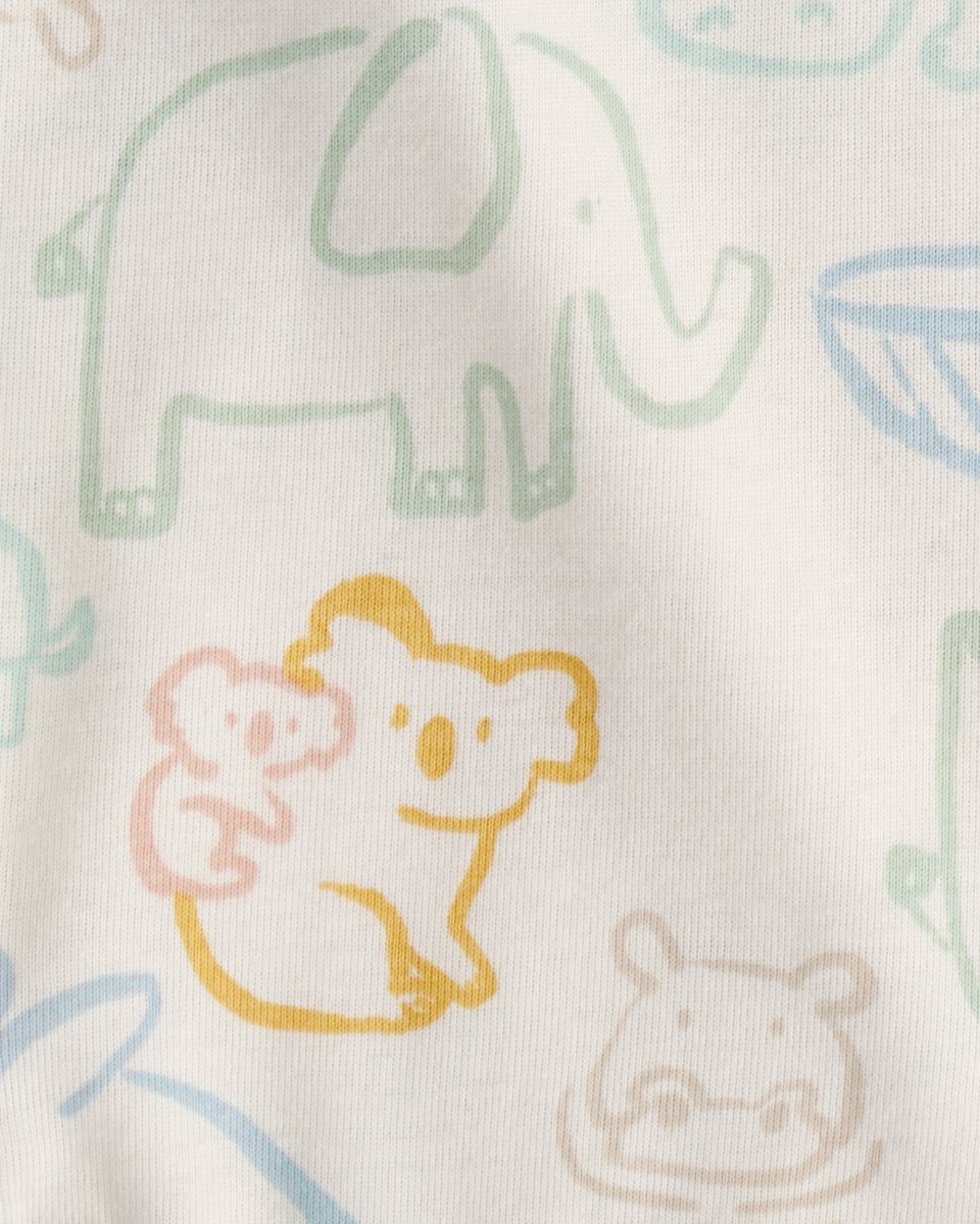 Pack cinco bodies de algodón, estampado de animales y a rayas