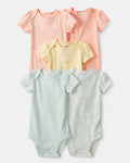 Pack cinco bodies de algodón, estampado de frutas