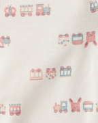 Pack cinco piezas body manga corta con tren y flores