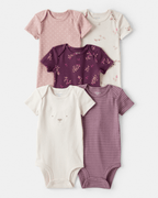 Pack cinco piezas body manga corta floral y oso