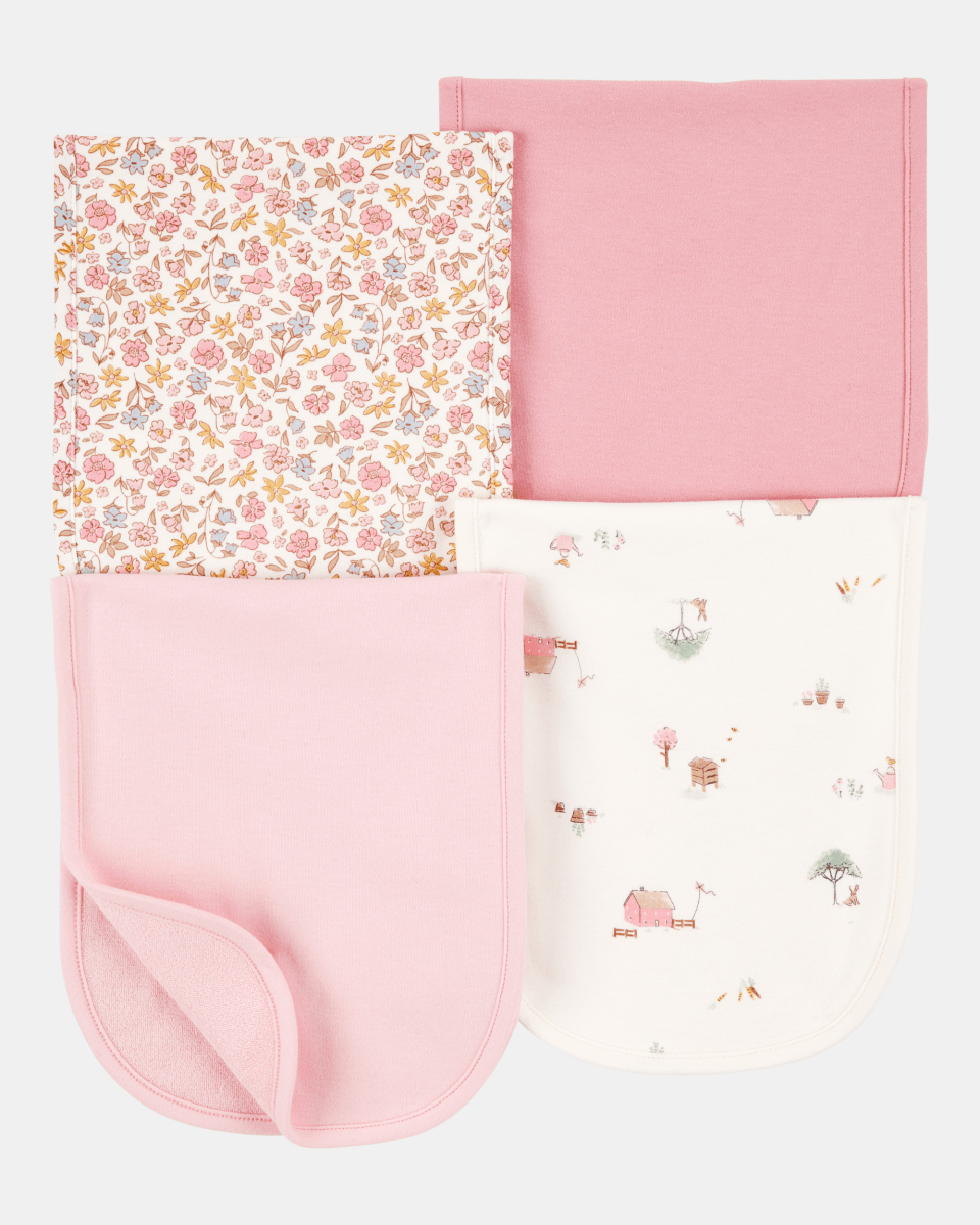 Pack cuatro babitas algodón rosadas