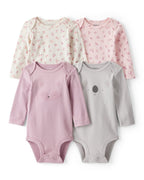 Pack 4 bodies de manga larga con koalas y zorros lila/rosa