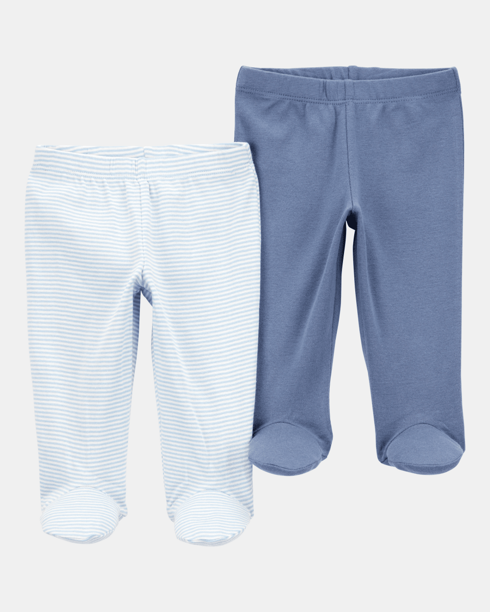 Pack de 2 pantalones con pie en tonos azules