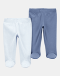 Pack de 2 pantalones con pie en tonos azules