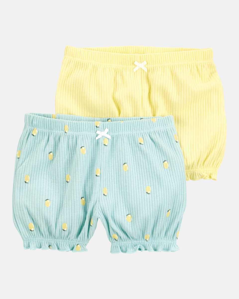 Pack de dos pantalones cortos de algodón con cintura elástica con estampado de limón