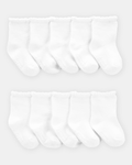 Pack diez pares de calcetines de algodón festoneados, blancos