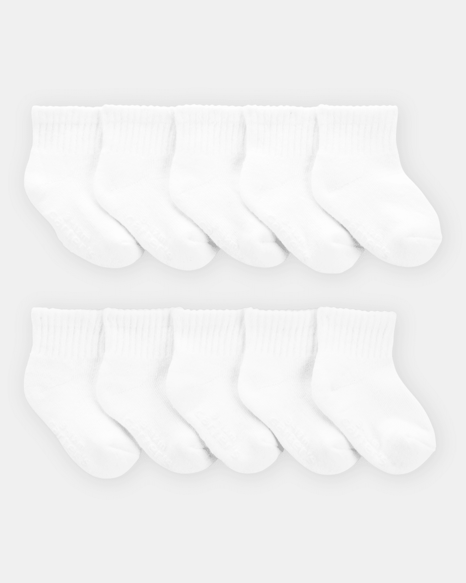 Pack diez pares de calcetines tobilleros de algodón, blancos
