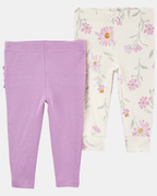 Pack dos pantalones de algodón floral