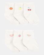 Pack seis pares de calcetines de rizo con estampado de frutas