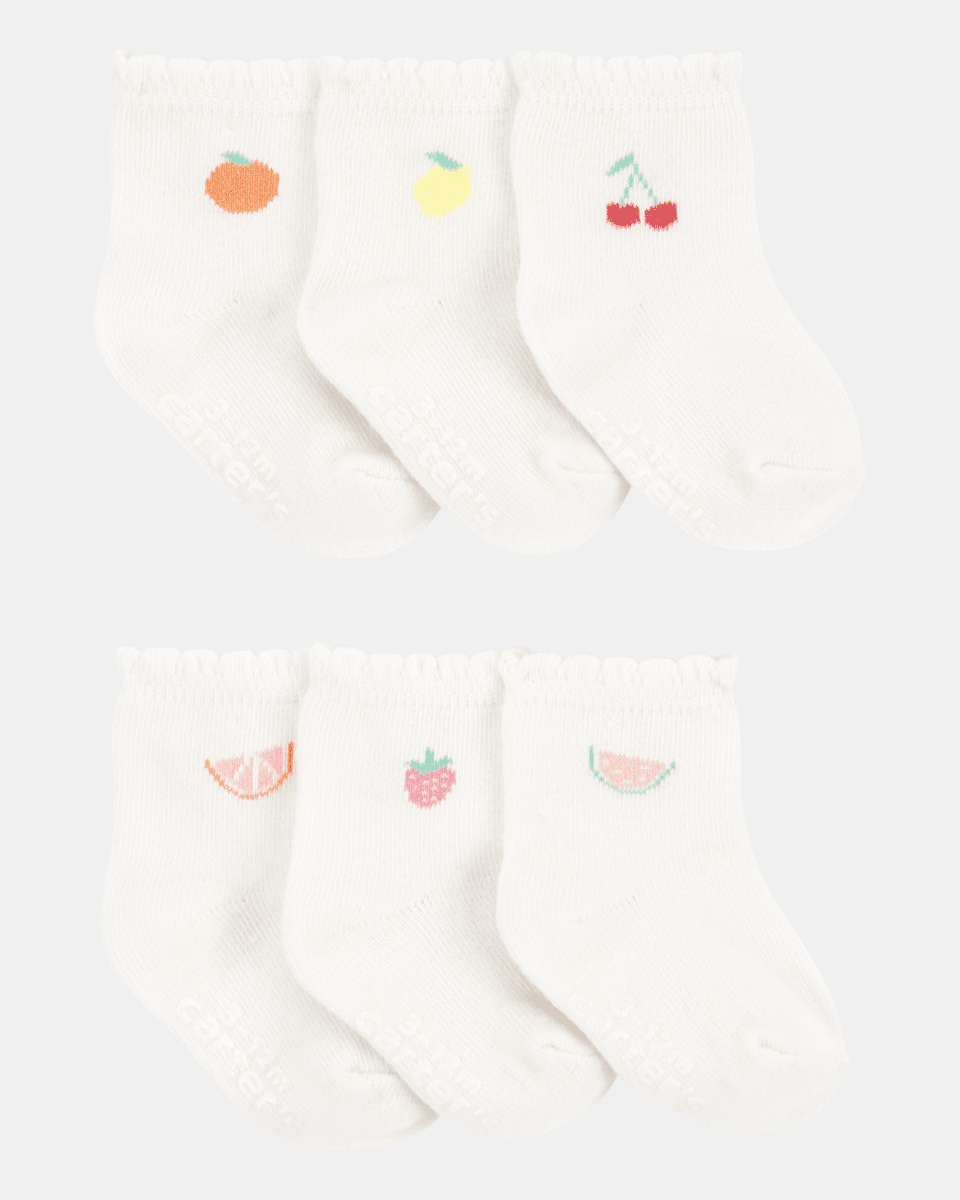 Pack seis pares de calcetines de rizo con estampado de frutas