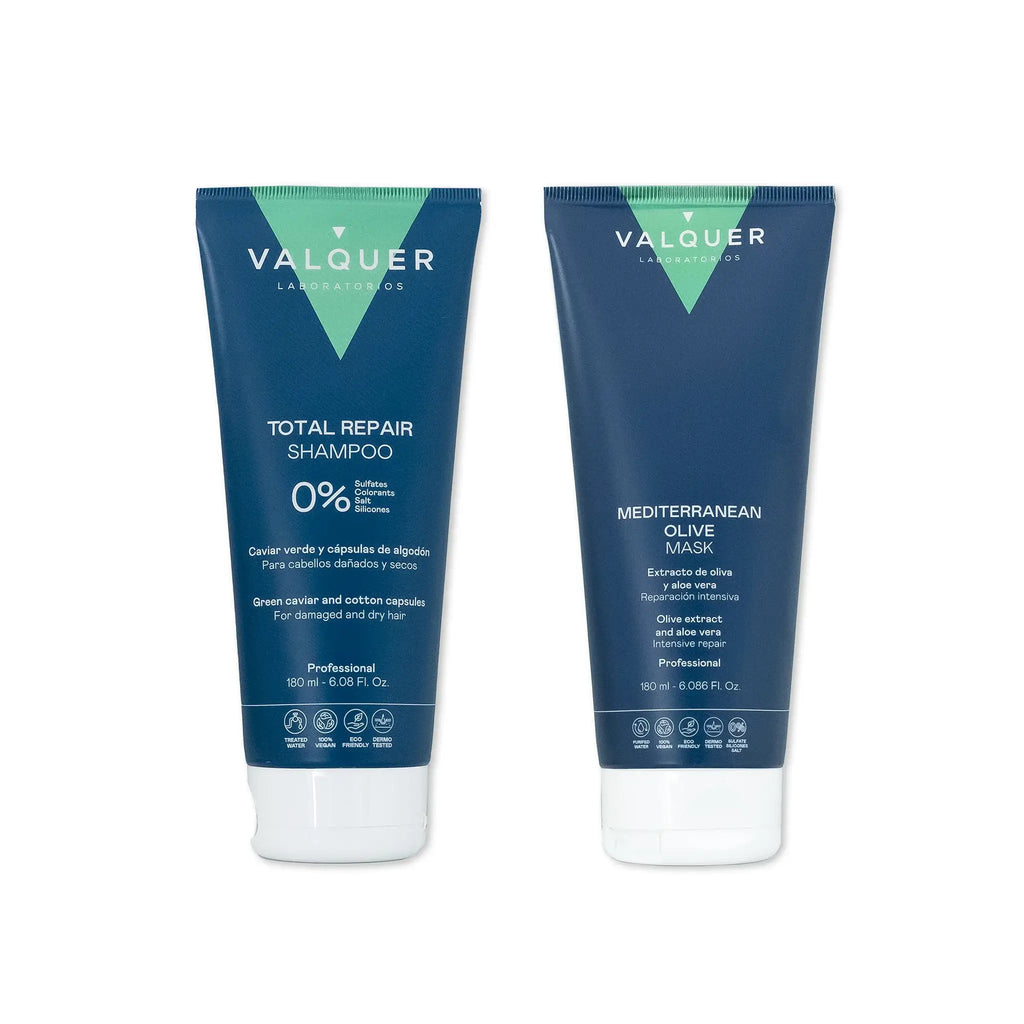 Pack Champú y Mascarilla Capilar de Oliva Reparación Total - 180 ml + 180 ml
