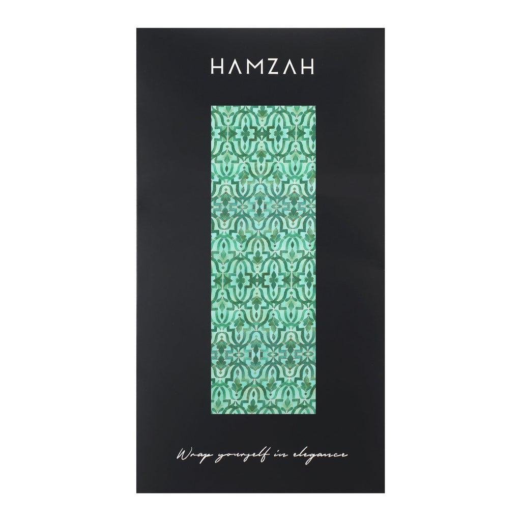 Green Silk Scarf Islamic Tiles