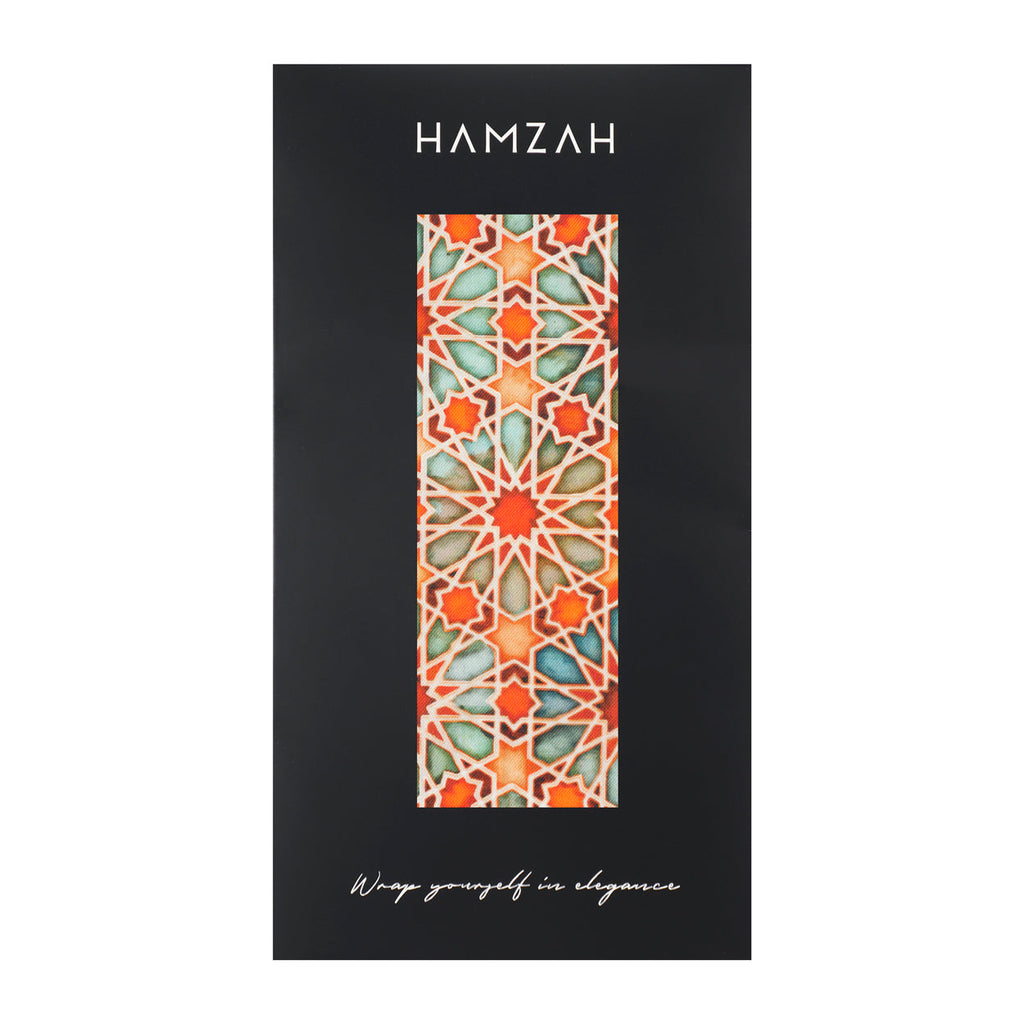 Orange Islamic Art-Inspired Scarf Zellige