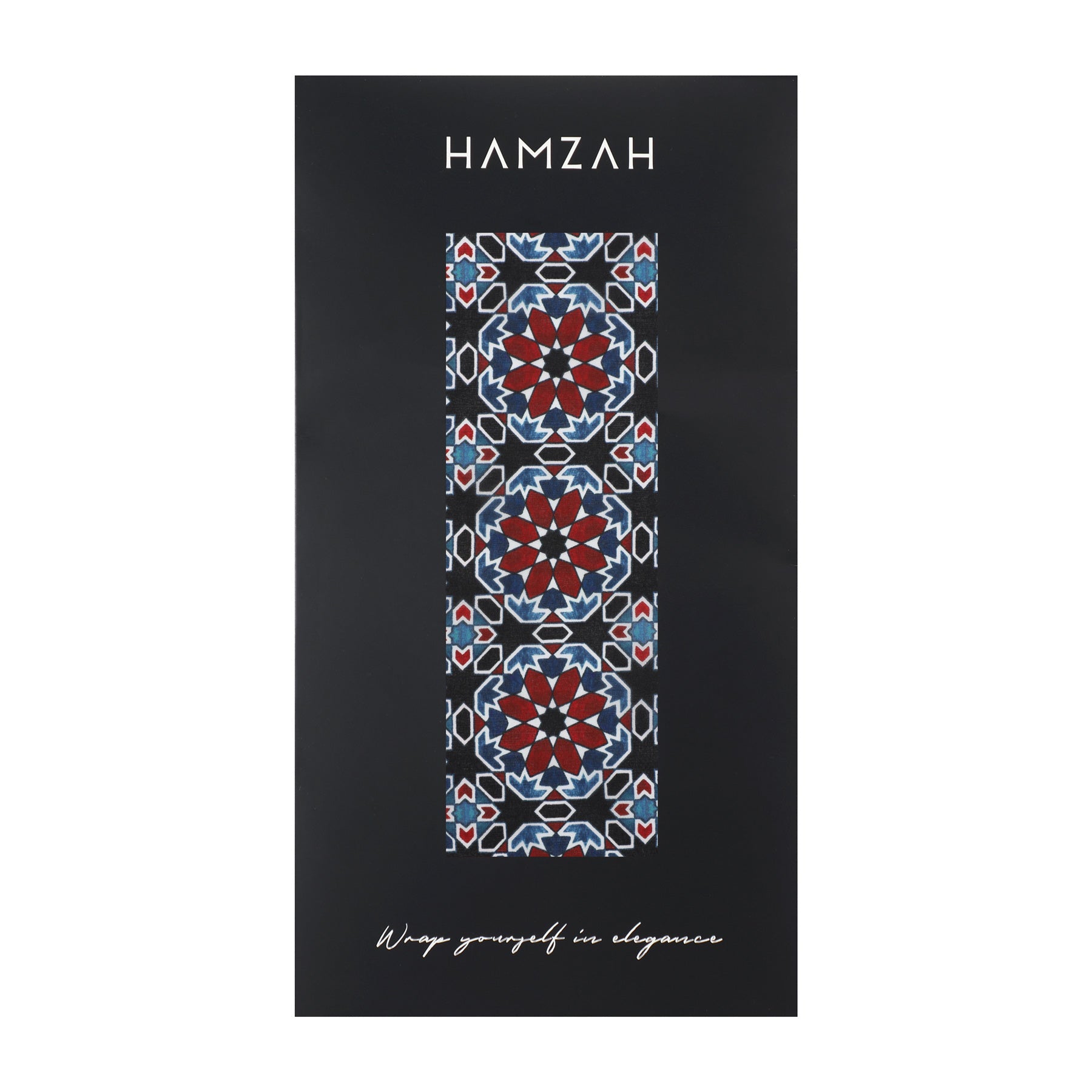 Red & Blue Silk Scarf Islamic Tiles Mashrabia V2