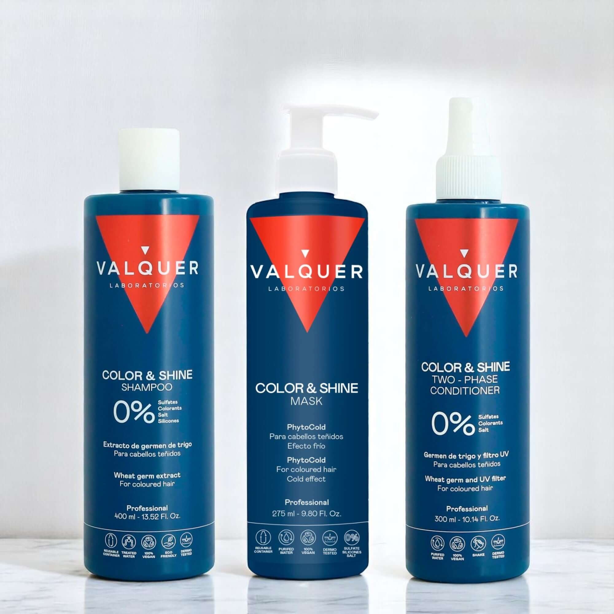 Pack Potenciador color y brillo para Cabellos Teñidos - Champú, Mascarilla y Acondicionador Bifásico - 1000 ml