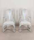 Pair of 19th Century Swedish Rococo Painted Open Armchairs By Sister Parish Design