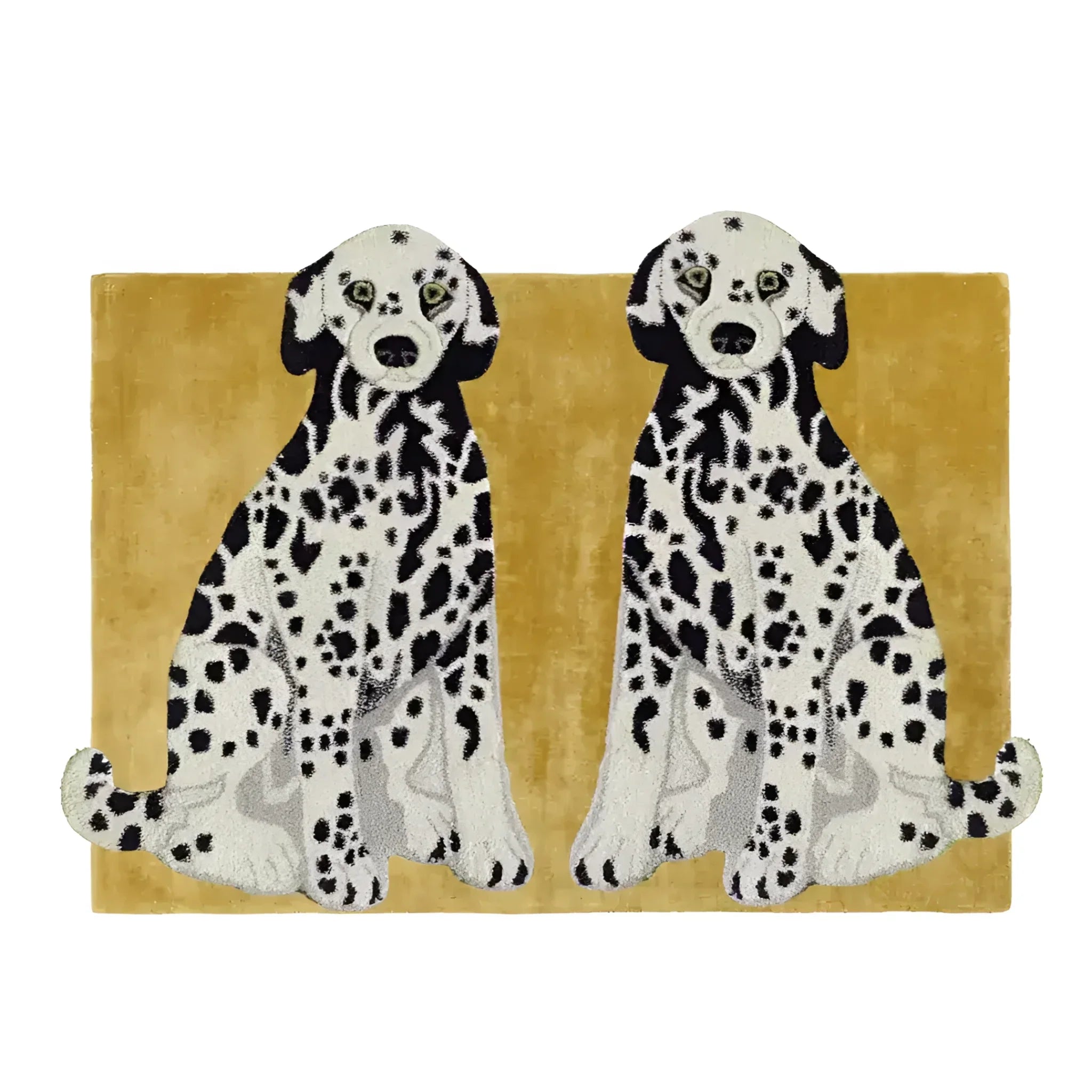 Pair of Doggie Hand Tufted Wool Rug - Mustard