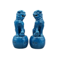 Pair of Foo Dogs Ceramic Figurine Sculptures