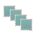 Pale Pink and Blue Scallop 100% Linen Square Placemat